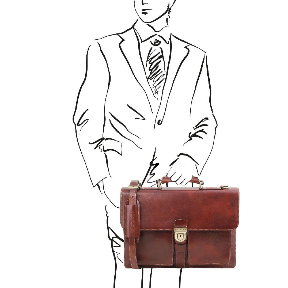 Tuscany Leather Borsa da Lavoro in Pelle 3 Scomparti Qualità