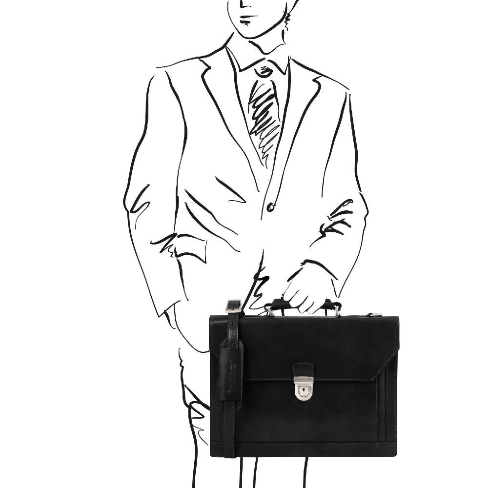 Tuscany Leather Cartella in Pelle 3 Scomparti Qualità Garantita
