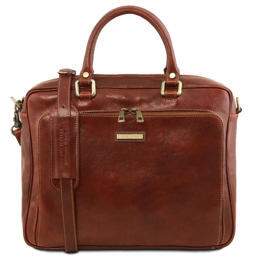 Tuscany Leather Borsa Porta Computer da Lavoro con Tasca Frontale in Pelle Shopping Online