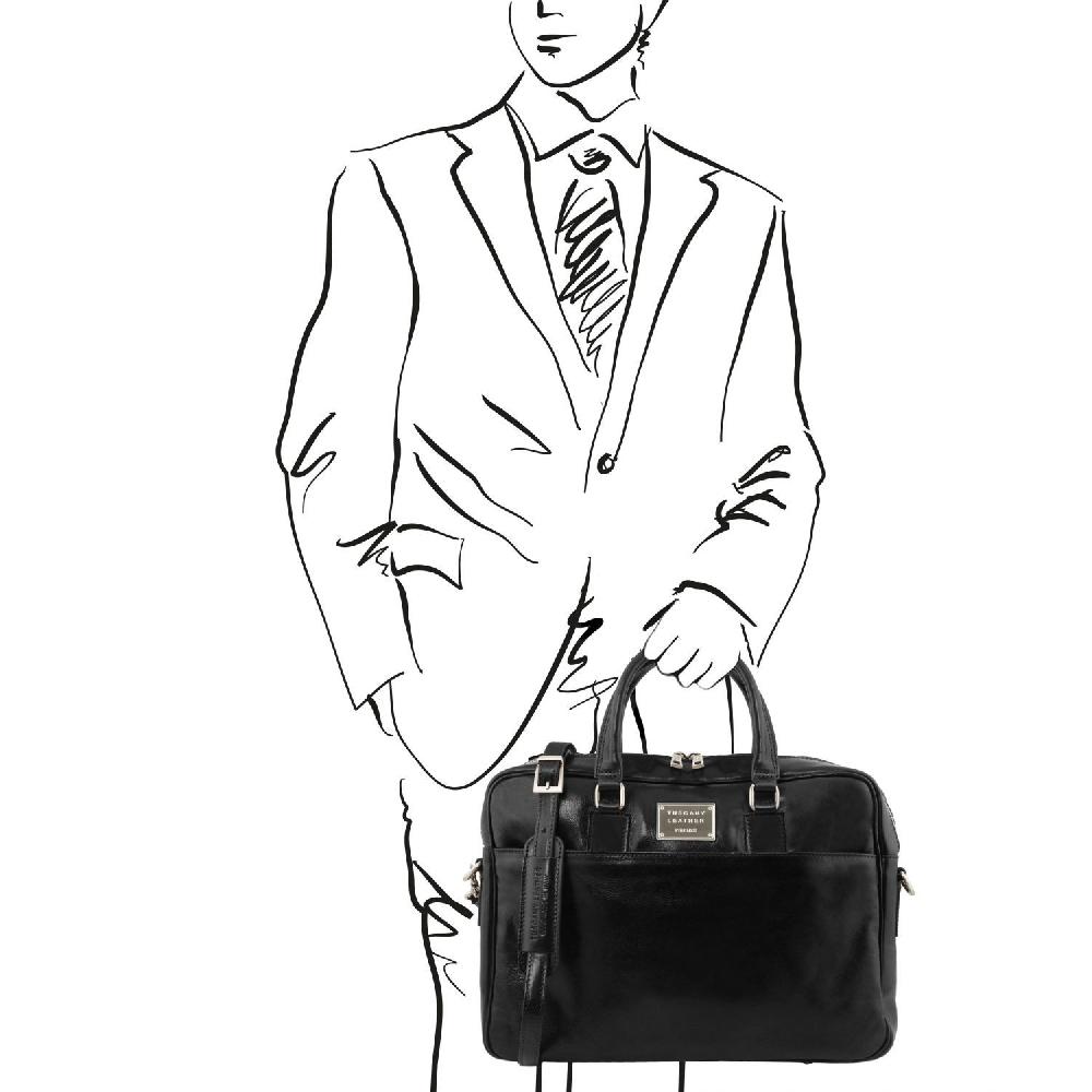 Tuscany Leather Borsa Porta Computer a 2 Scomparti in Pelle Offerta temporanea