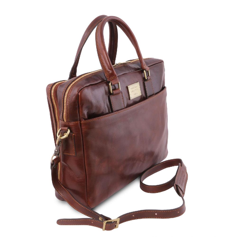 Tuscany Leather Borsa Porta Computer a 2 Scomparti in Pelle Offerta temporanea