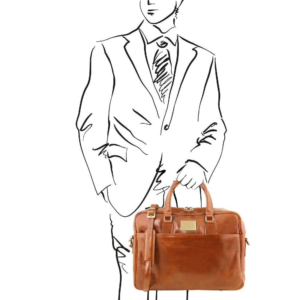 Tuscany Leather Borsa Porta Computer a 2 Scomparti in Pelle Grandi sconti