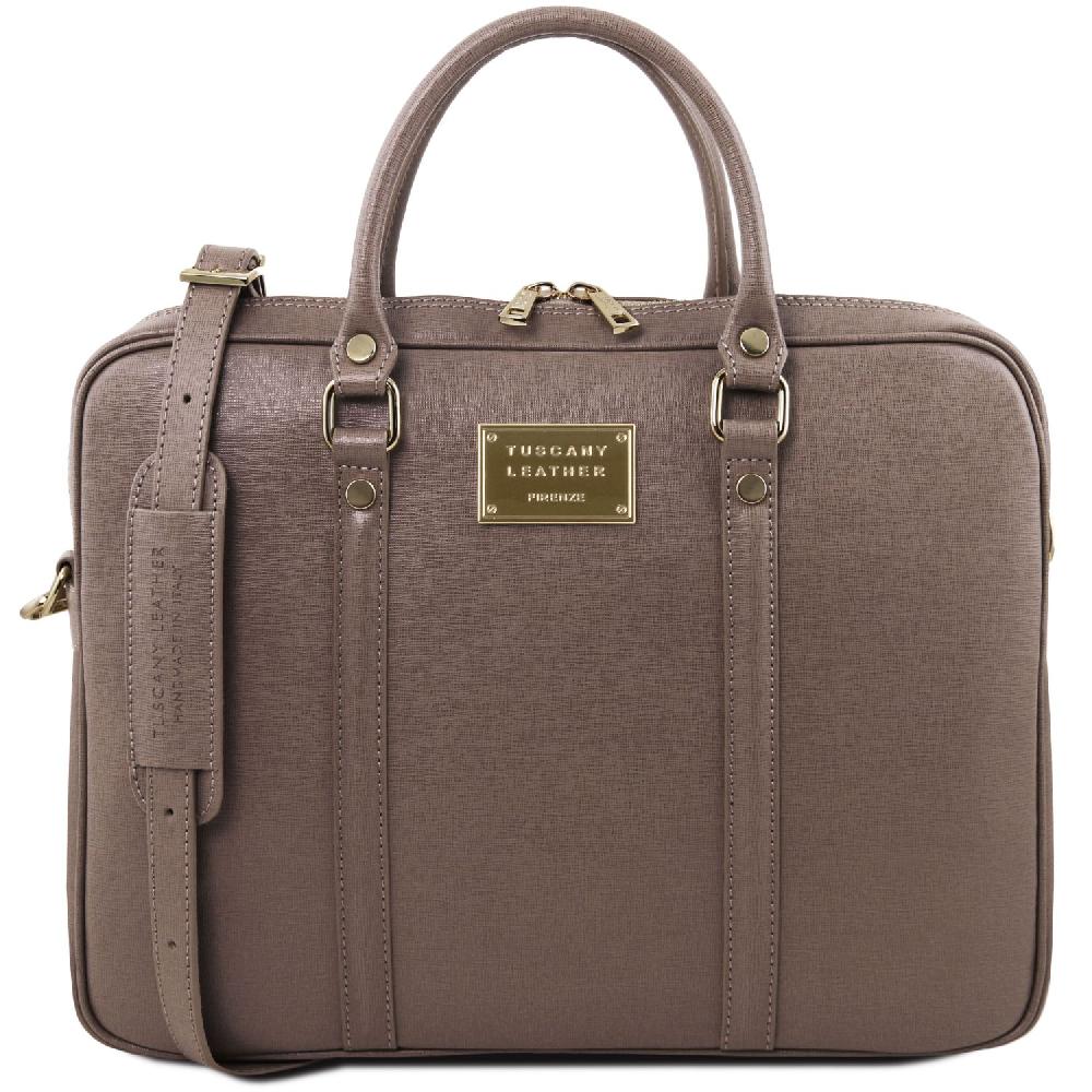Tuscany Leather Borsa Porta Computer da Donna in Pelle Saffiano Liquidazione