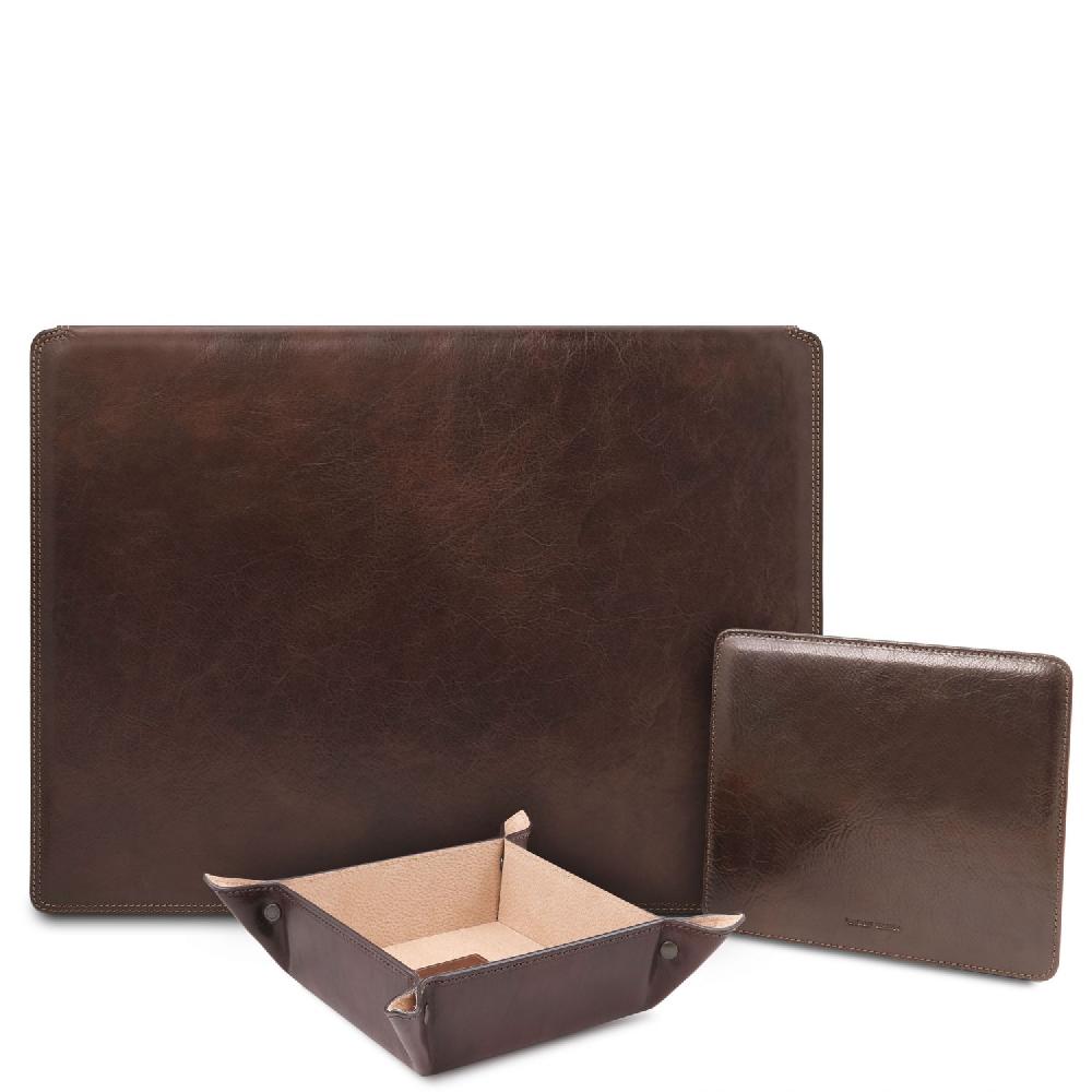 Tuscany Leather Sottomano da Scrivania con Ribalta Tappetino per Mouse e Vuotatasche in Pelle Sconto