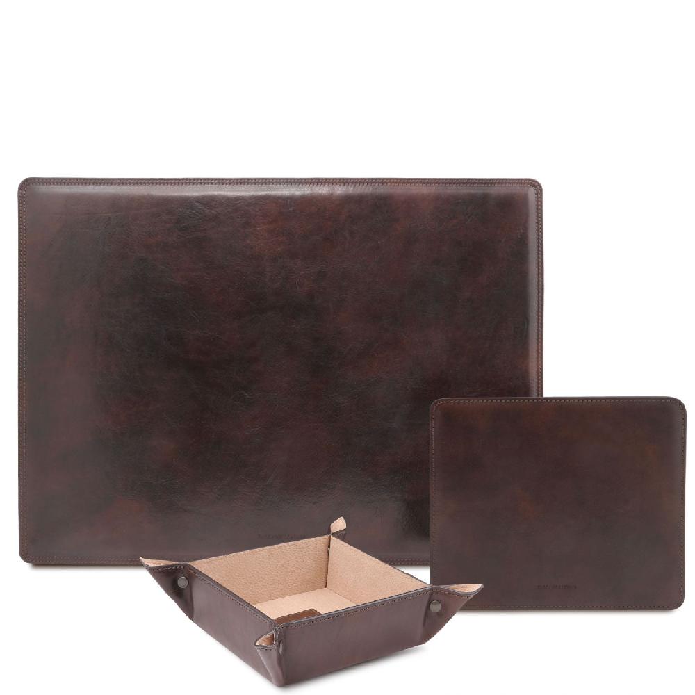 Tuscany Leather Sottomano da Scrivania Tappetino per Mouse e Vuotatasche in Pelle Vendite Flash
