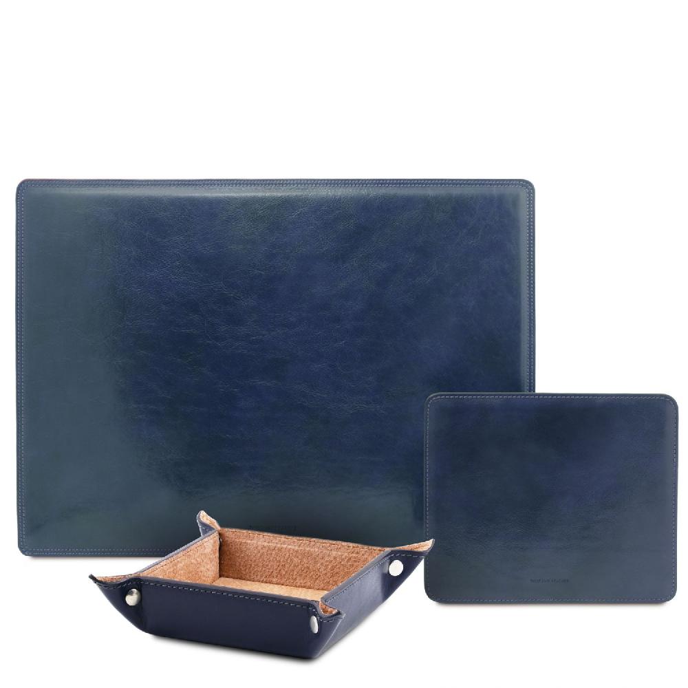 Tuscany Leather Sottomano da Scrivania Tappetino per Mouse e Vuotatasche in Pelle Nuova
