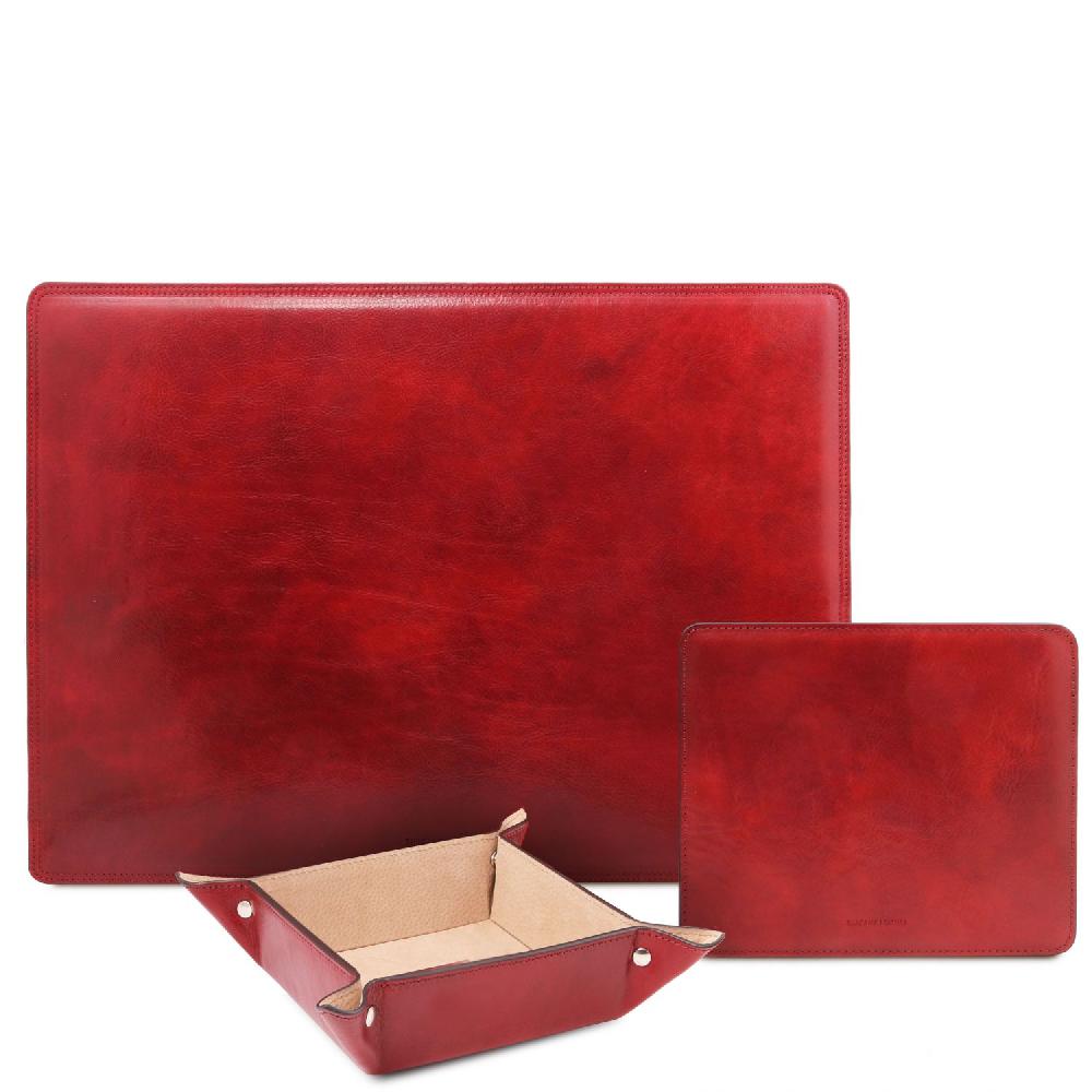 Tuscany Leather Sottomano da Scrivania Tappetino per Mouse e Vuotatasche in Pelle Moda
