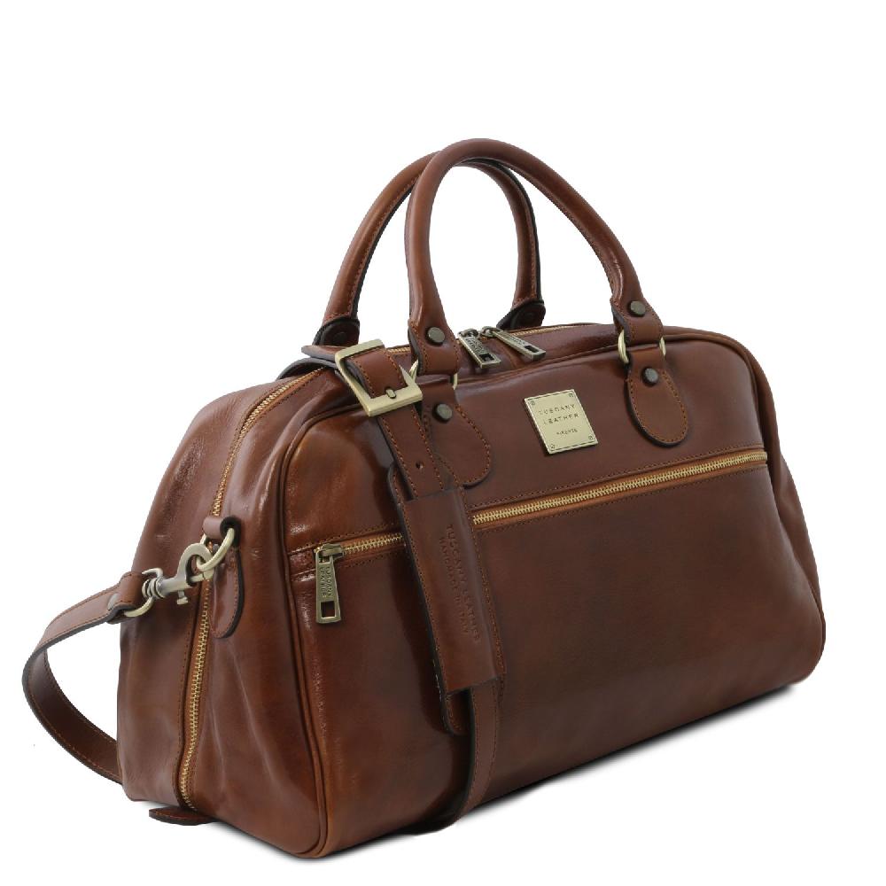 Tuscany Leather Borsone da Viaggio in Pelle - Misura Piccola Cyber Monday