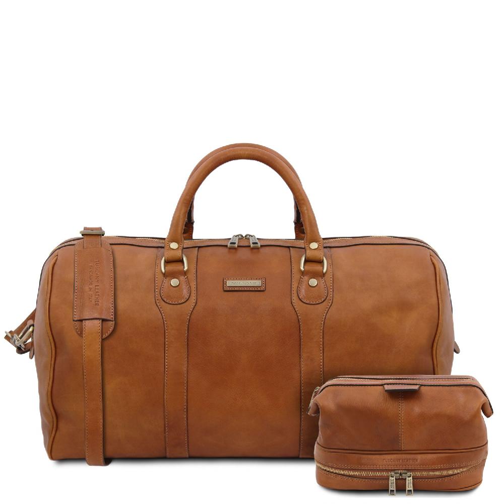 Tuscany Leather Borsone da Viaggio in Pelle e Beauty Case in Pelle Offerta Giorno del Papà
