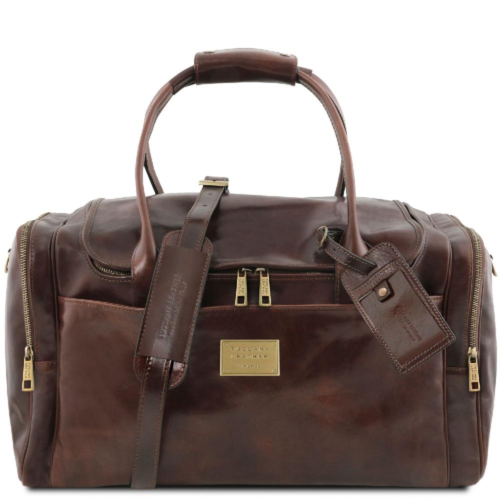 Tuscany Leather Borsone Viaggio in Pelle con Tasche Laterali Online Outlet