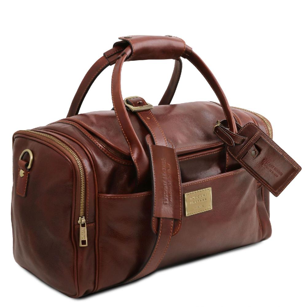Tuscany Leather Borsone Viaggio in Pelle con Tasche Laterali Online Outlet