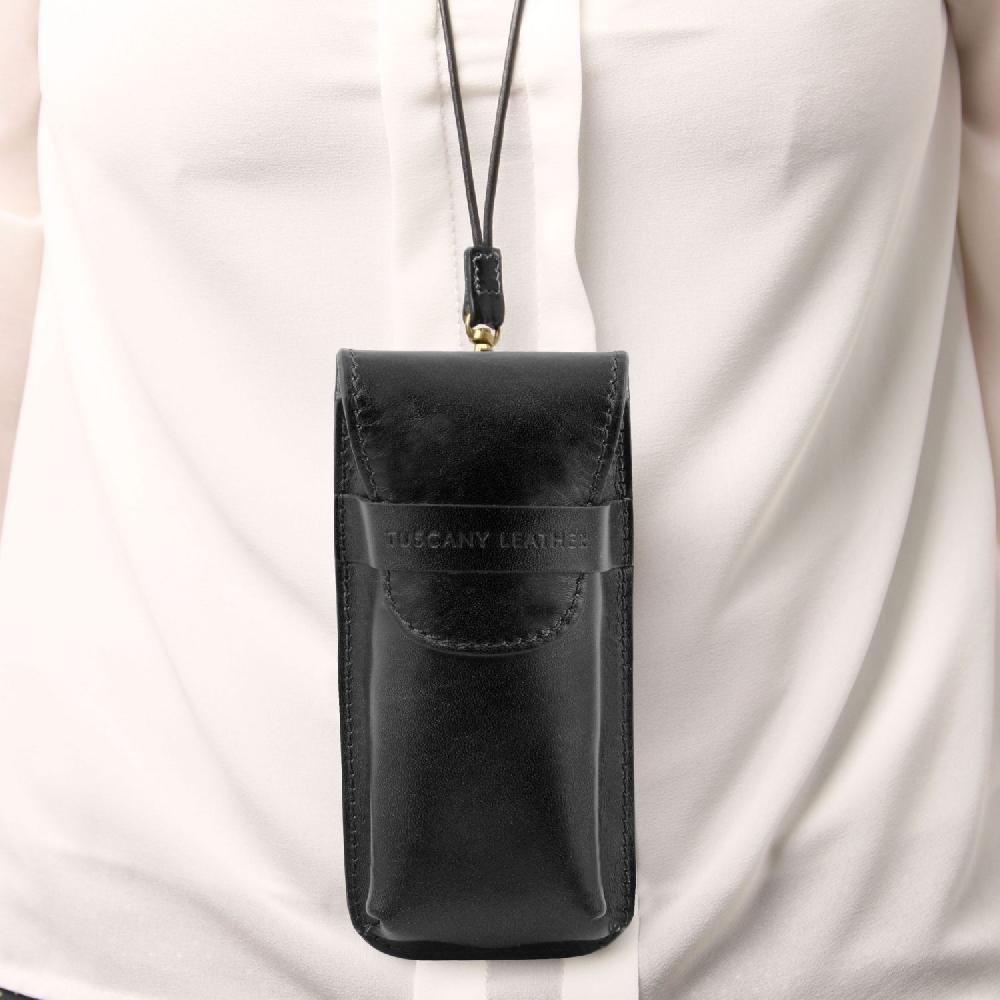 Tuscany Leather Esclusivo Portaocchiali/Portacellulare a Tracolla in Pelle Misura Grande Fino al 50% di sconto