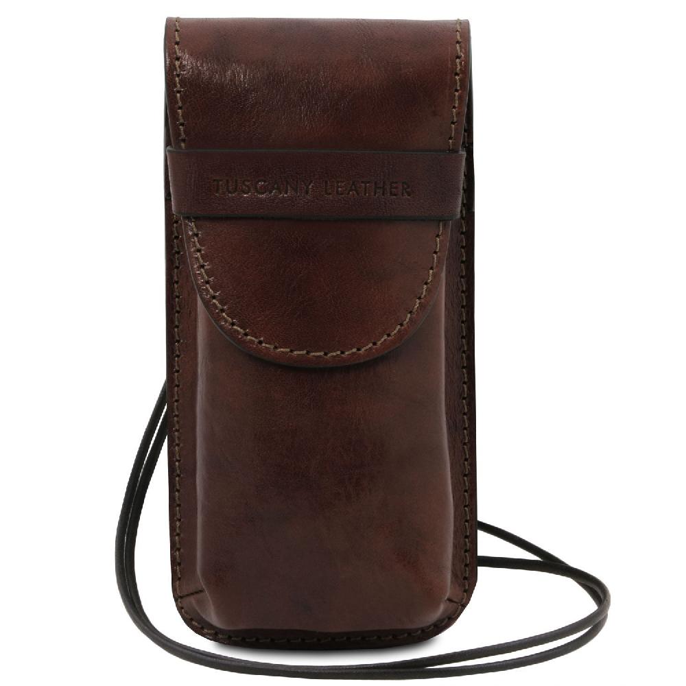 Tuscany Leather Esclusivo Portaocchiali/Portacellulare a Tracolla in Pelle Misura Grande Fino al 60% di sconto