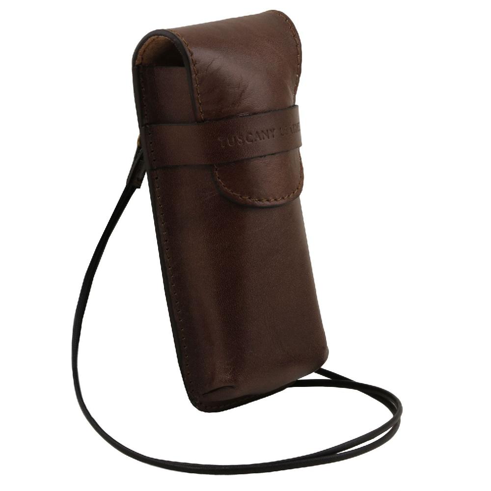 Tuscany Leather Esclusivo Portaocchiali/Portacellulare a Tracolla in Pelle Misura Grande Fino al 60% di sconto