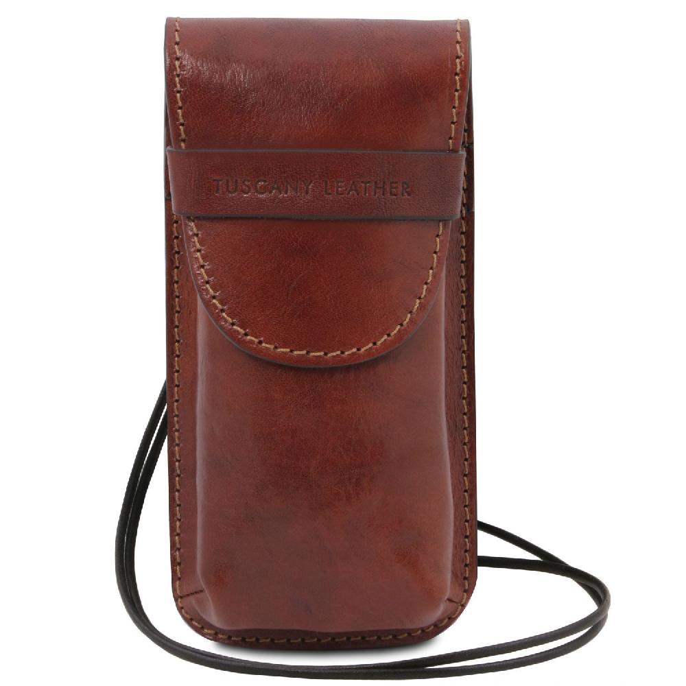 Tuscany Leather Esclusivo Portaocchiali/Portacellulare a Tracolla in Pelle Misura Grande Fino al 65% di sconto