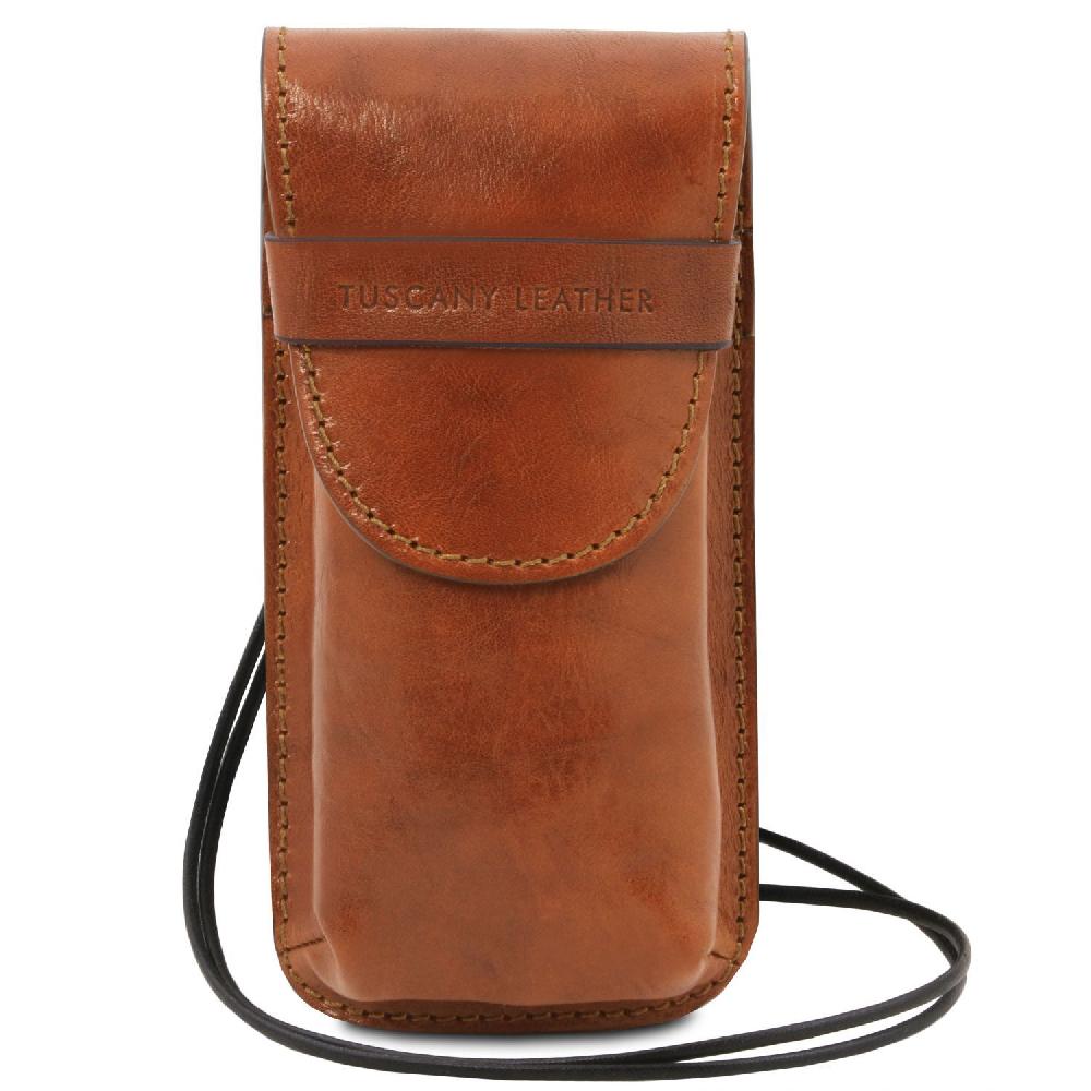 Tuscany Leather Esclusivo Portaocchiali/Portacellulare a Tracolla in Pelle Misura Grande Only for today