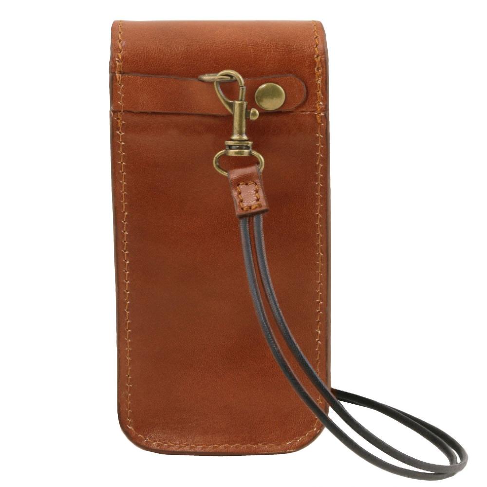 Tuscany Leather Esclusivo Portaocchiali/Portacellulare a Tracolla in Pelle Misura Grande Only for today