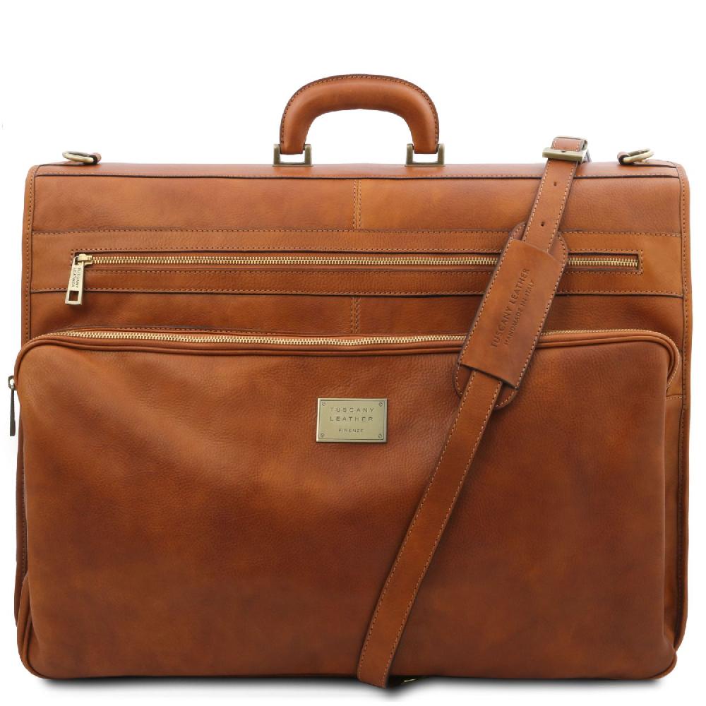 Tuscany Leather Porta Abiti in Pelle con Tascone Davanti Italy