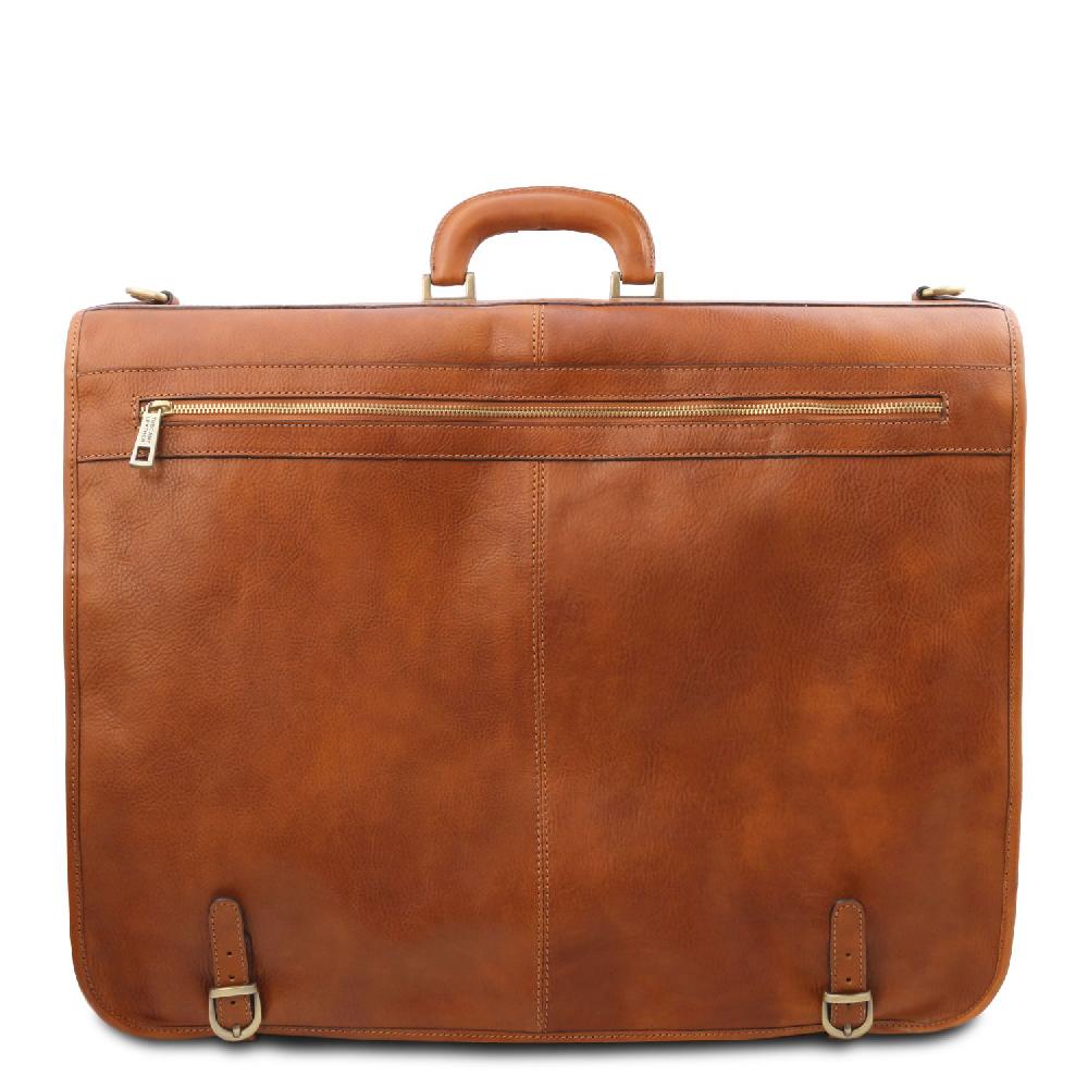 Tuscany Leather Porta Abiti in Pelle con Tascone Davanti Italy