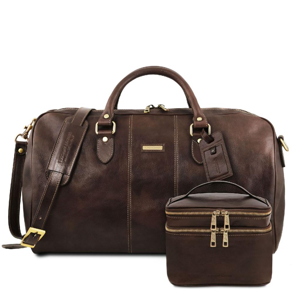 Tuscany Leather Borsone da Viaggio in Pelle e Beauty Case in Pelle Pezzi Unici