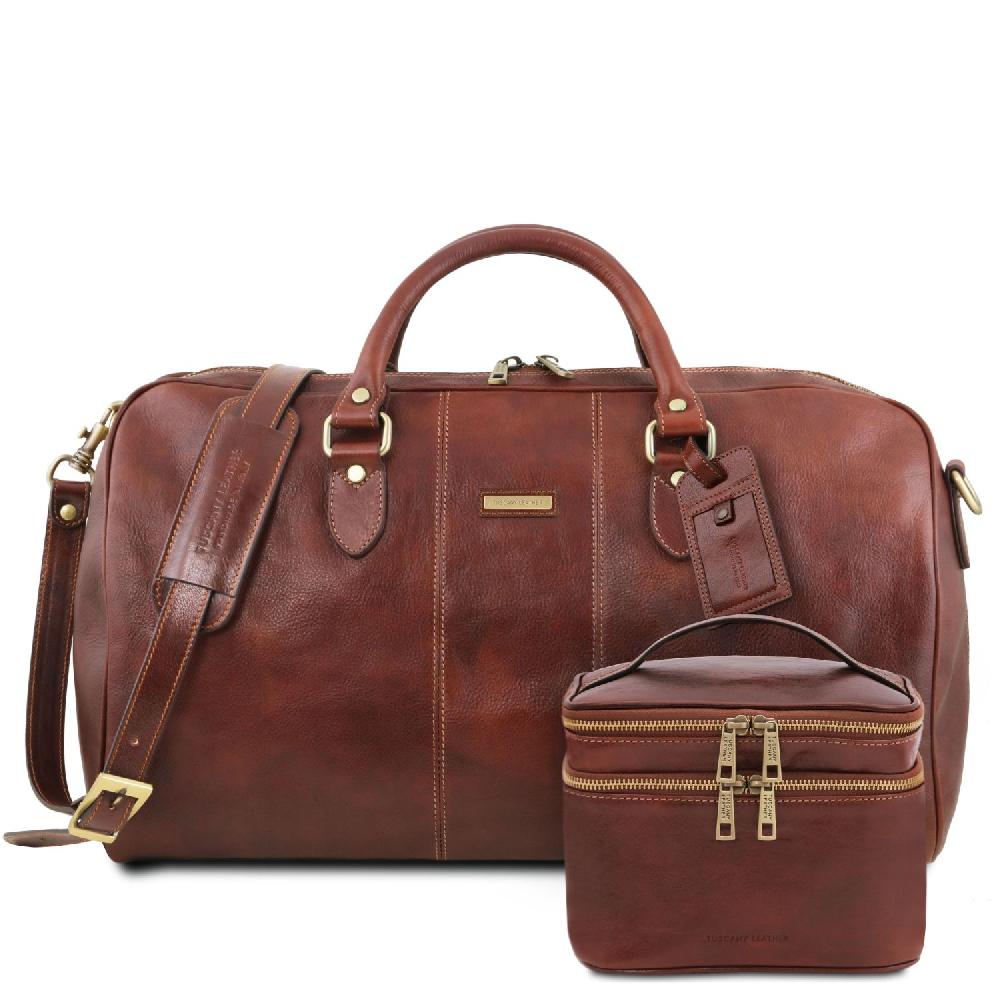 Tuscany Leather Borsone da Viaggio in Pelle e Beauty Case in Pelle Soddisfazione Garantita