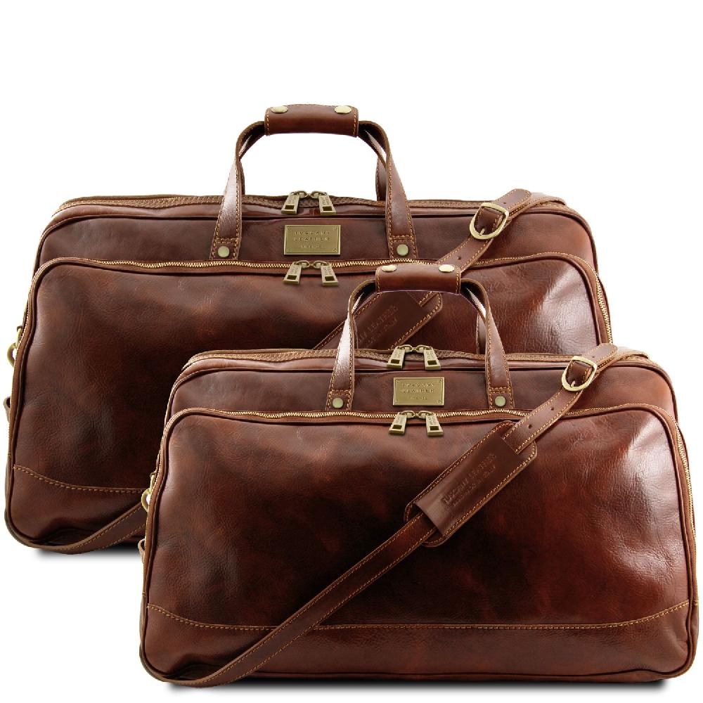 Tuscany Leather Set Trolley da Viaggio in Pelle Consegna Veloce