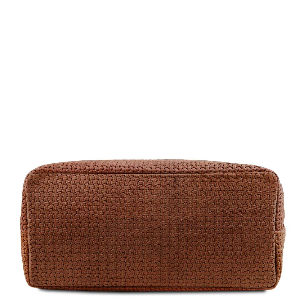 Tuscany Leather Borsa Shopping in Pelle Stampa Intrecciata I Più Venduti
