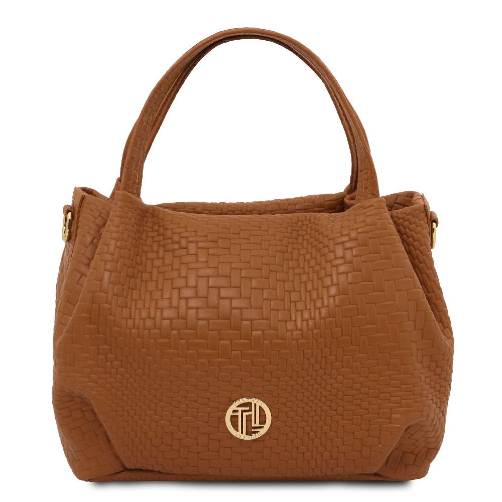Tuscany Leather Borsa a Mano in Pelle Morbida Stampa Intrecciata Offerte giornaliere