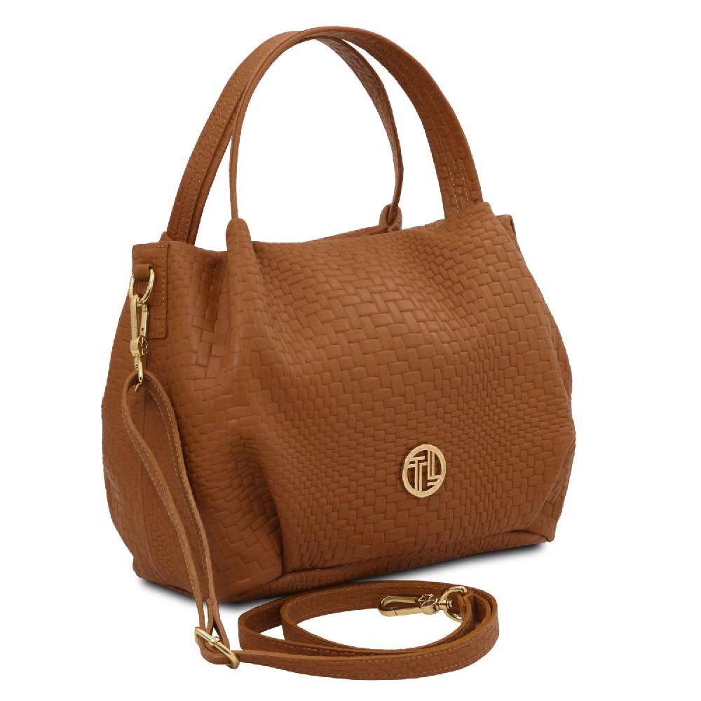 Tuscany Leather Borsa a Mano in Pelle Morbida Stampa Intrecciata Offerte giornaliere