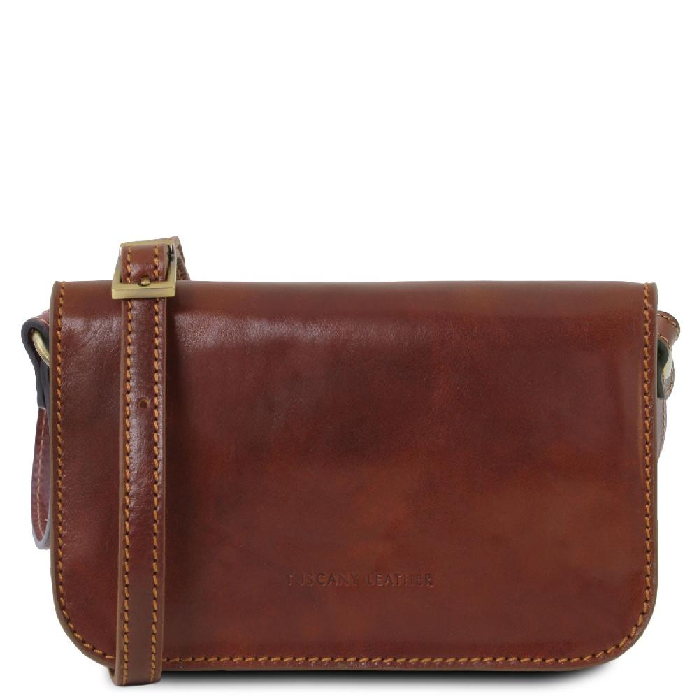 Tuscany Leather Tracollina in Pelle con Pattella Trasporto libero internazionale