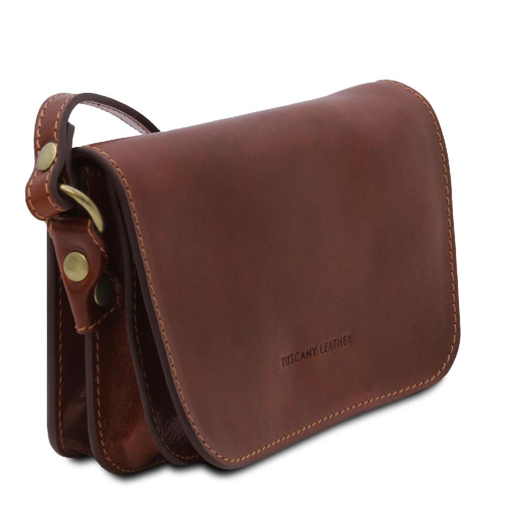 Tuscany Leather Tracollina in Pelle con Pattella Trasporto libero internazionale