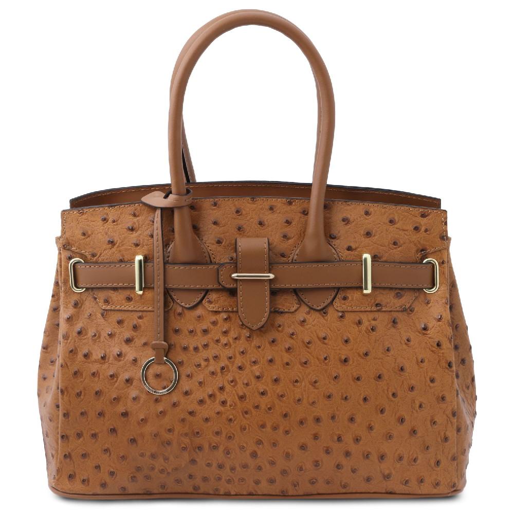 Tuscany Leather Borsa a Mano in Pelle Stampata Effetto Struzzo Prezzo Ridotto