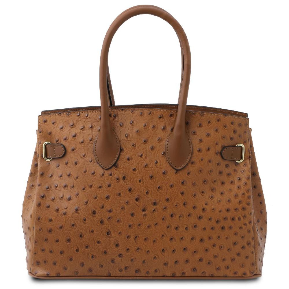 Tuscany Leather Borsa a Mano in Pelle Stampata Effetto Struzzo Prezzo Ridotto