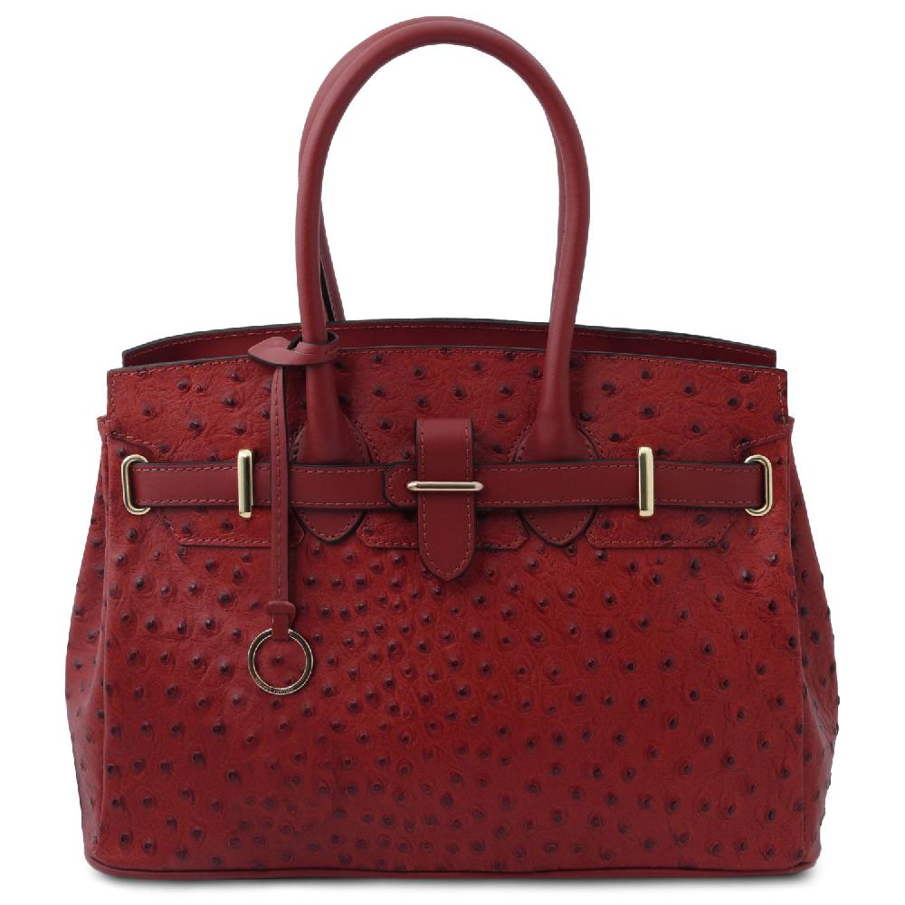 Tuscany Leather Borsa a Mano in Pelle Stampata Effetto Struzzo Sottocosto