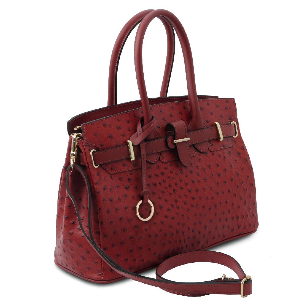 Tuscany Leather Borsa a Mano in Pelle Stampata Effetto Struzzo Sottocosto