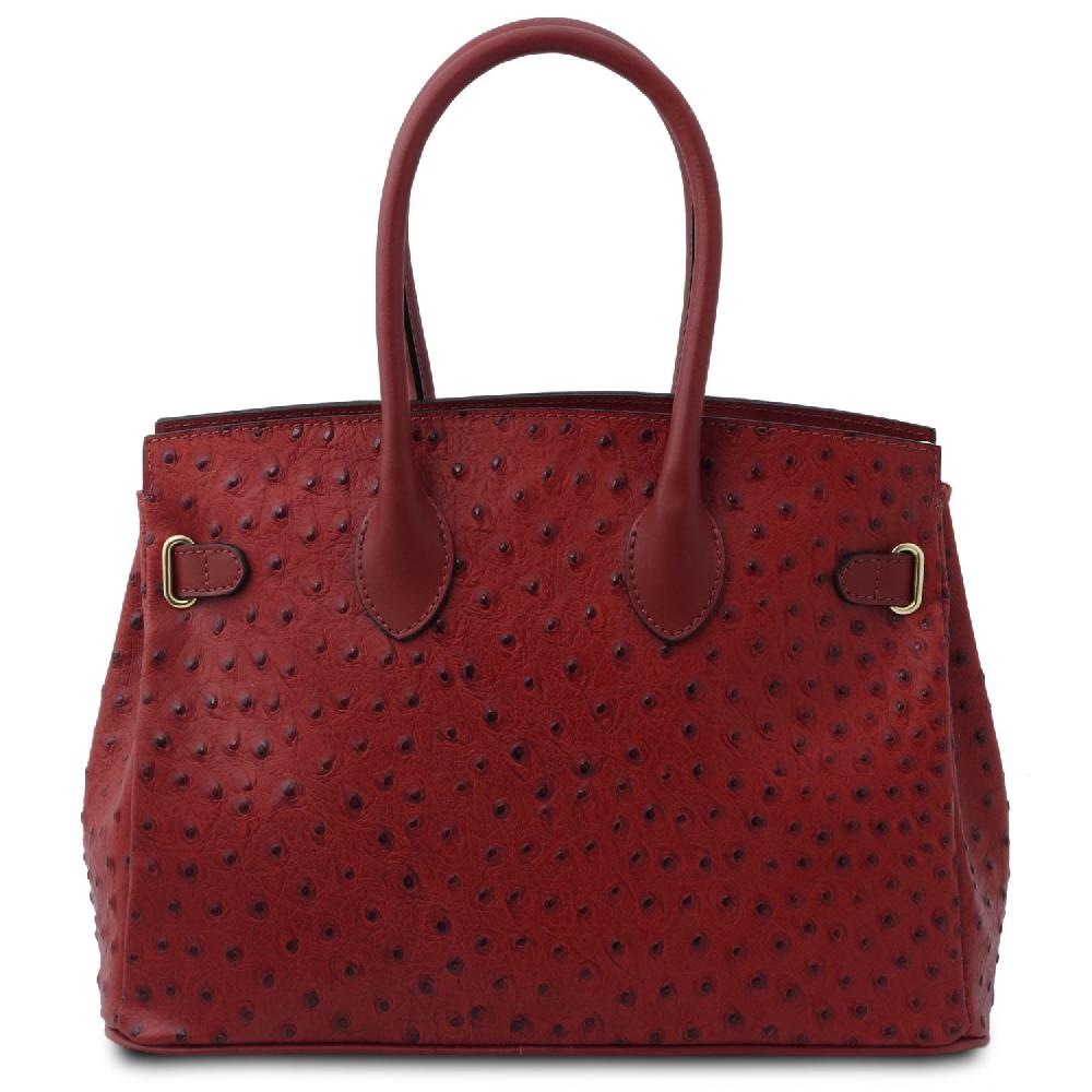 Tuscany Leather Borsa a Mano in Pelle Stampata Effetto Struzzo Sottocosto