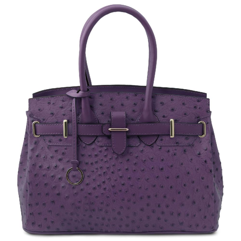 Tuscany Leather Borsa a Mano in Pelle Stampata Effetto Struzzo Convenienza