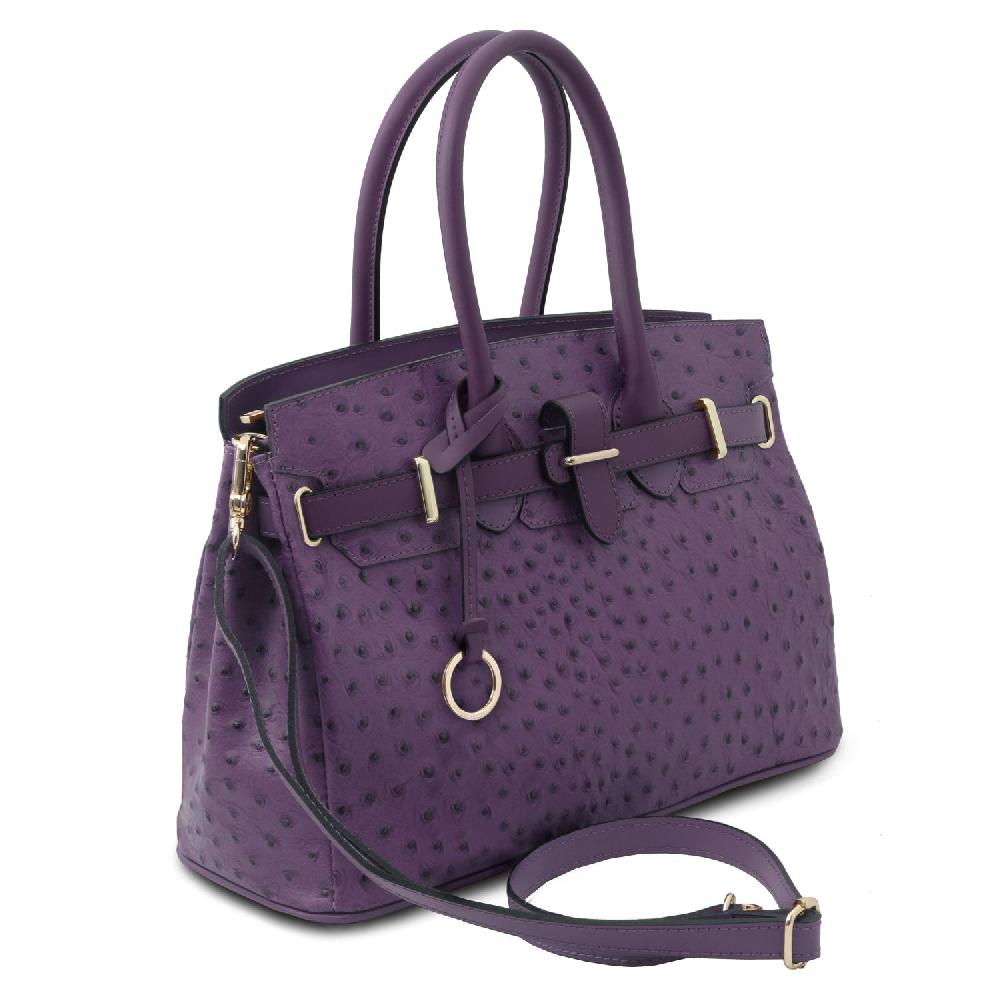 Tuscany Leather Borsa a Mano in Pelle Stampata Effetto Struzzo Convenienza