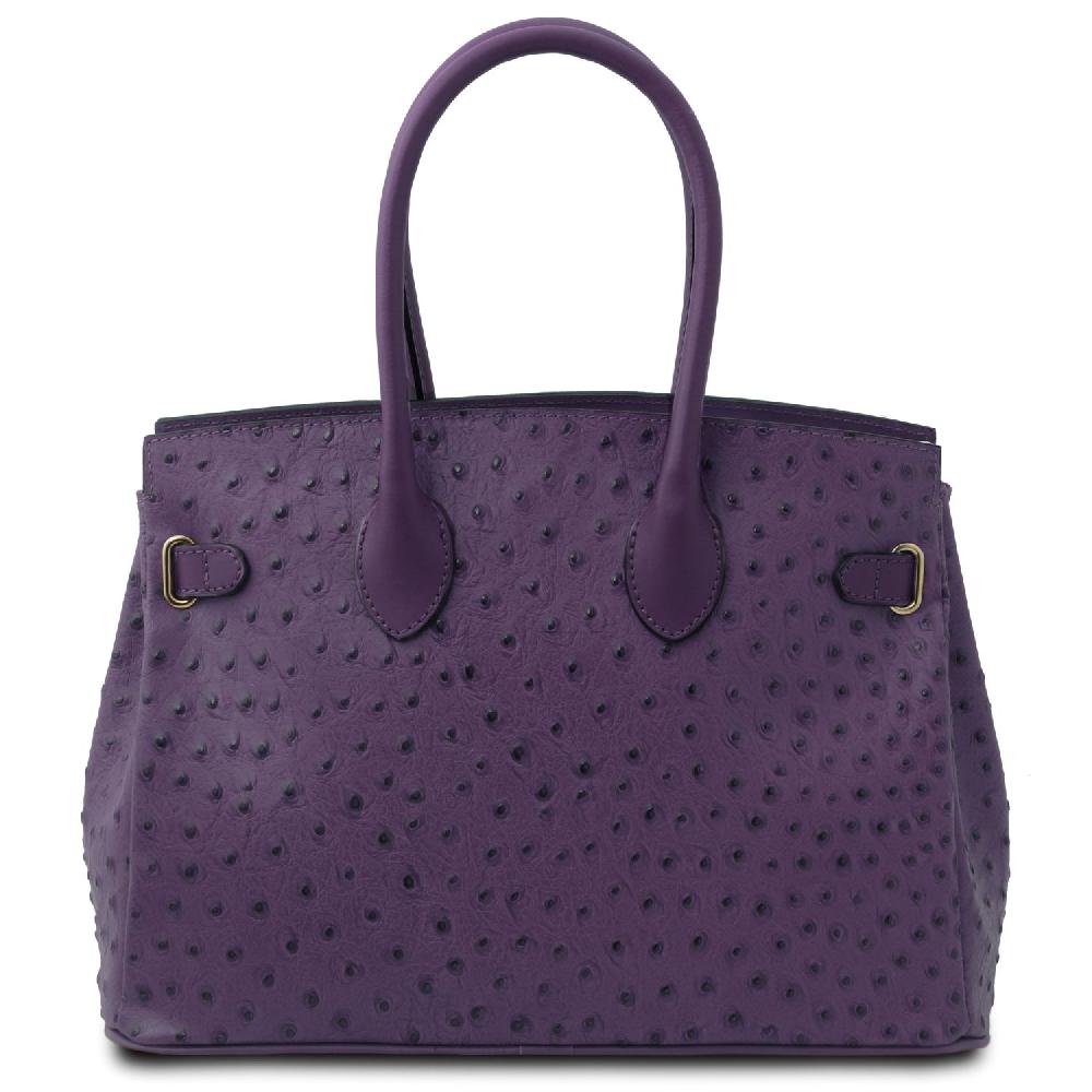 Tuscany Leather Borsa a Mano in Pelle Stampata Effetto Struzzo Convenienza