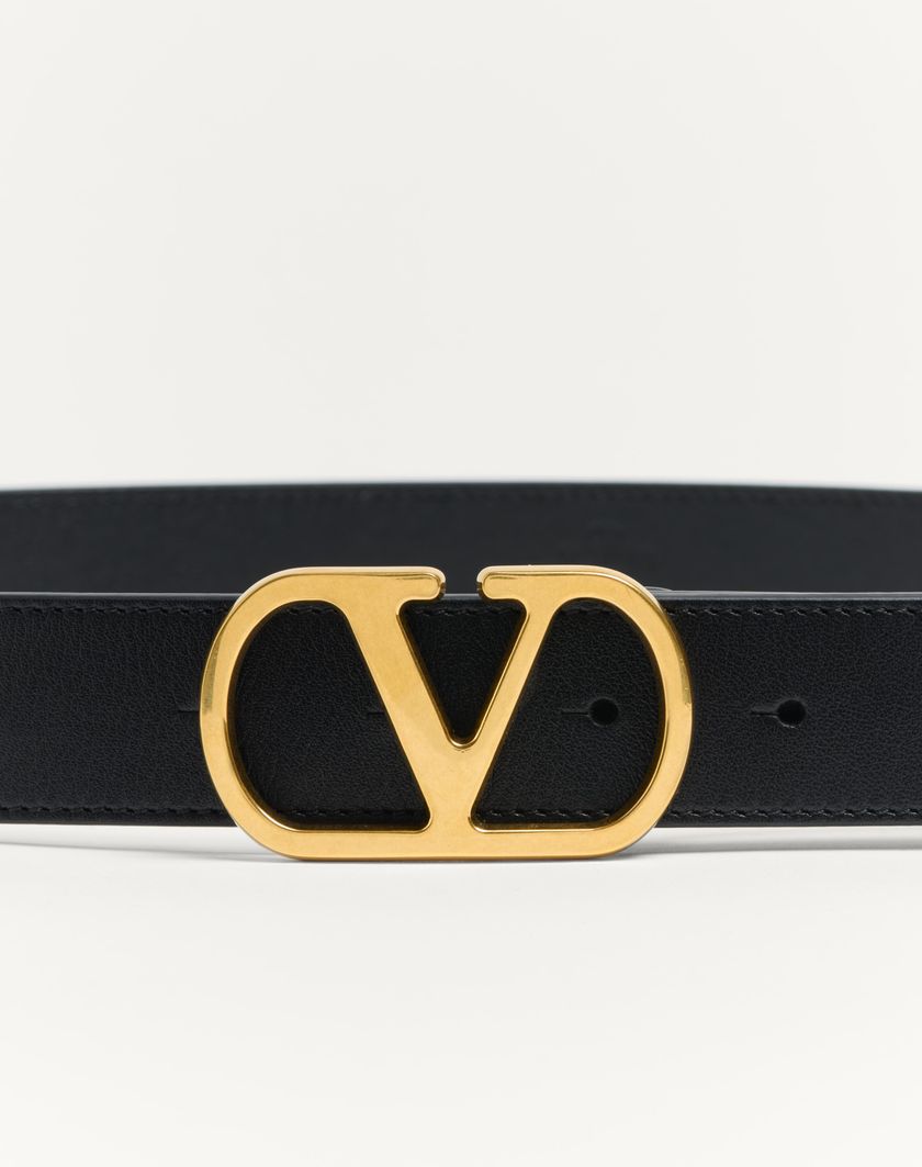 Valentino Handbags Cintura Vlogo Signature In Vitello Lucido 30 Mm per Donna in Nero | Valentino IT Nuova