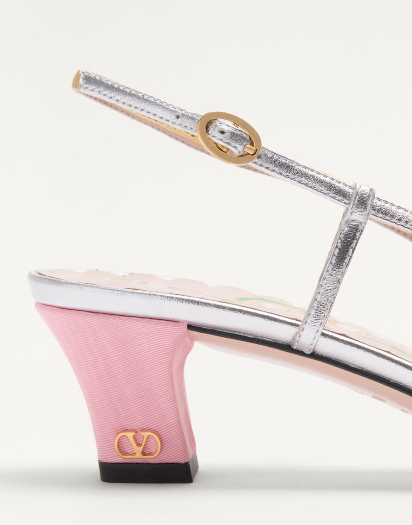 Valentino Handbags Décolleté Slingback Bowow In Tessuto Moirè 45mm per Donna in Nero/silver | Valentino IT In Linea