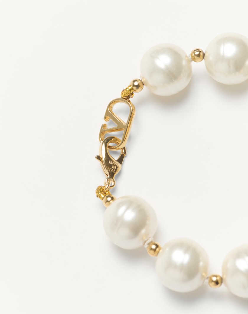 Valentino Handbags Bracciale Coeur Royal In Metallo Smalto Perla E Cristalli Swarovski® per Donna in Multicolor | Valentino IT Vendita