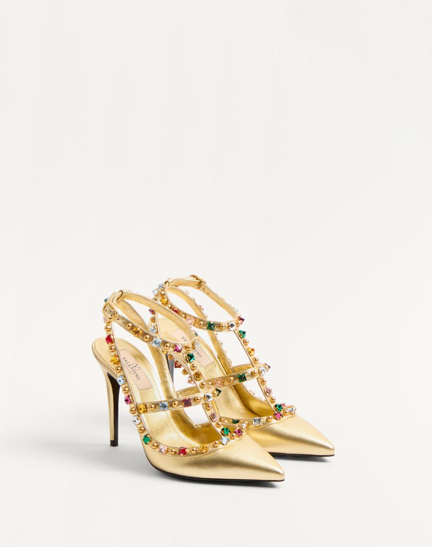 Valentino Handbags Décolleté Rockstud In Nappa Laminata Con Cabochon E Cristalli 100mm per Donna in Multicolor | Valentino IT Promozione