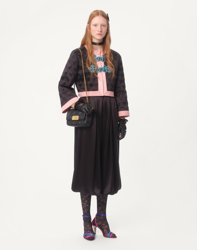 Valentino Handbags Giacca In Doppia Duchesse per Donna in Nero/rosa | Valentino IT Sottocosto