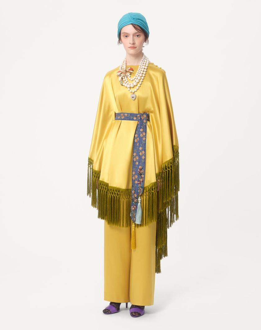Valentino Handbags Pantaloni In Doppia Duchesse per Donna in Oro | Valentino IT In Vendita