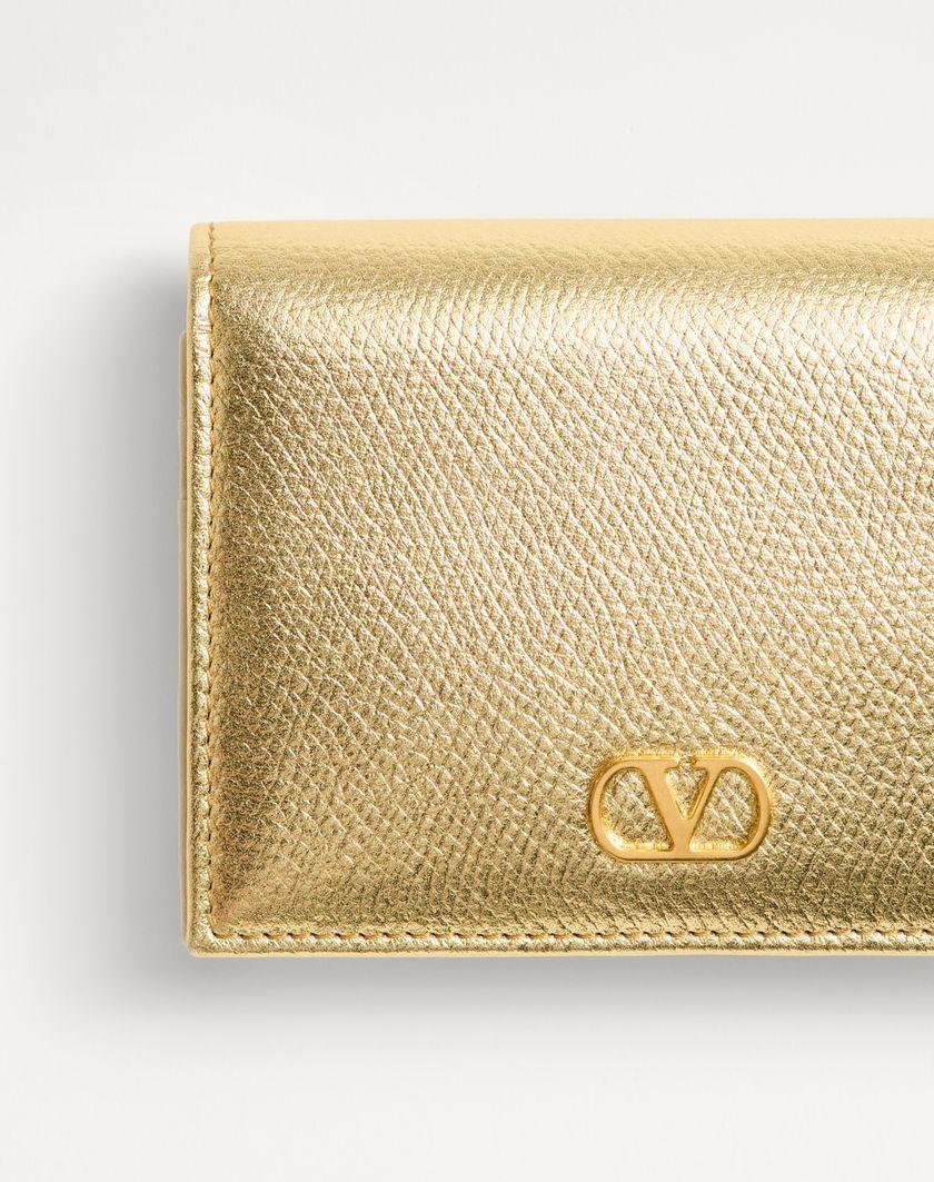 Valentino Handbags Portafoglio Vlogo Signature In Vitello Granato Laminato per Donna in Antique Brass | Valentino IT Saldi