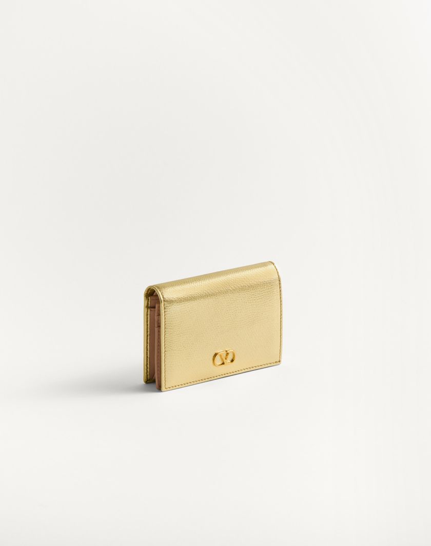 Valentino Handbags Portafoglio Vlogo Signature In Vitello Granato Laminato per Donna in Antique Brass | Valentino IT Saldi