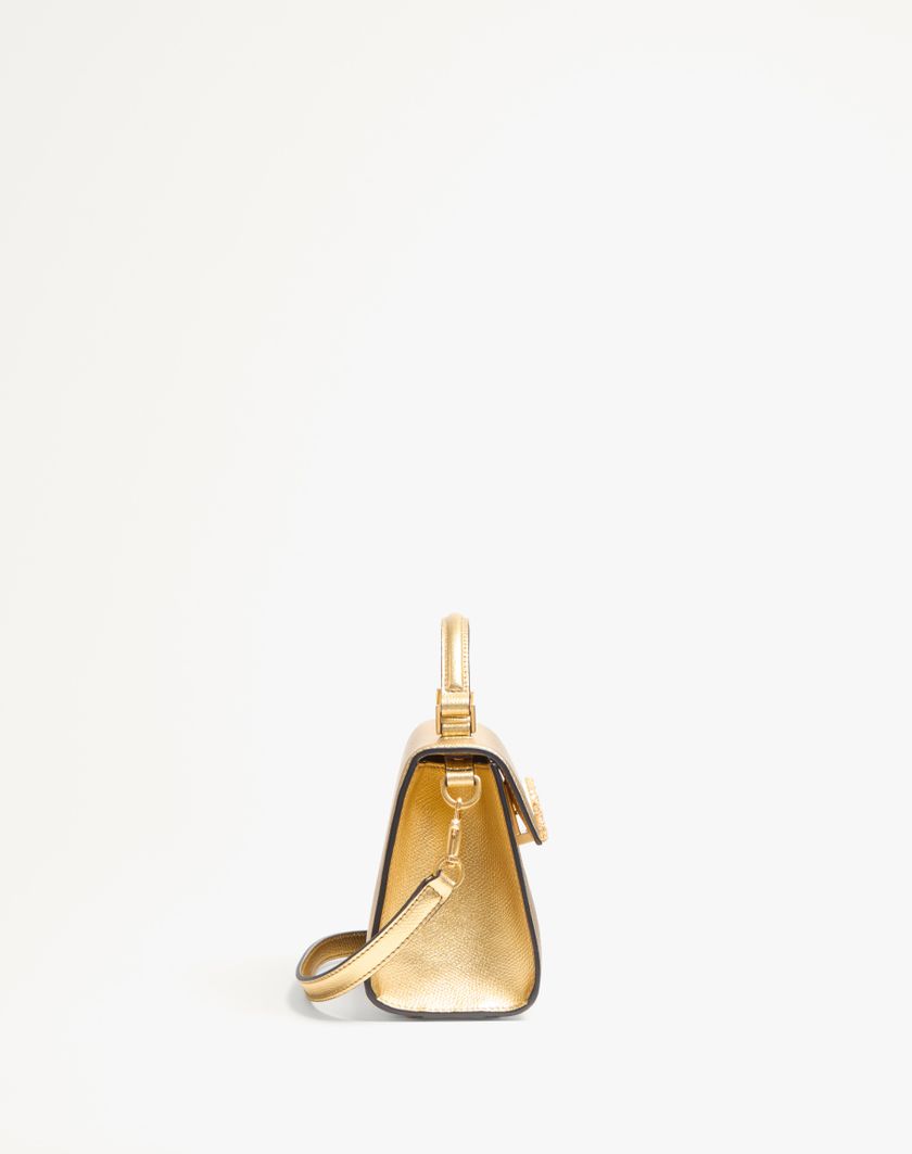 Valentino Handbags Borsa A Mano Mini Valentino Garavani Vsling In Vitello Granato Laminato Con Logo Gioiello per Donna in Antique Brass | Valentino IT Saldi Di Fabbrica