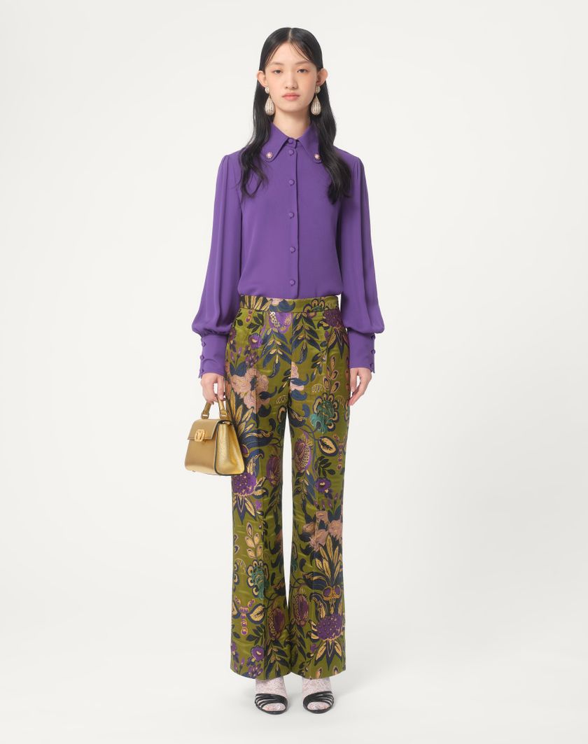 Valentino Handbags Camicia In Georgette per Donna in Violet | Valentino IT I Più Venduti