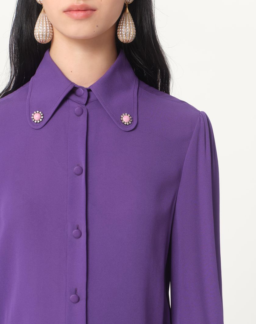 Valentino Handbags Camicia In Georgette per Donna in Violet | Valentino IT I Più Venduti